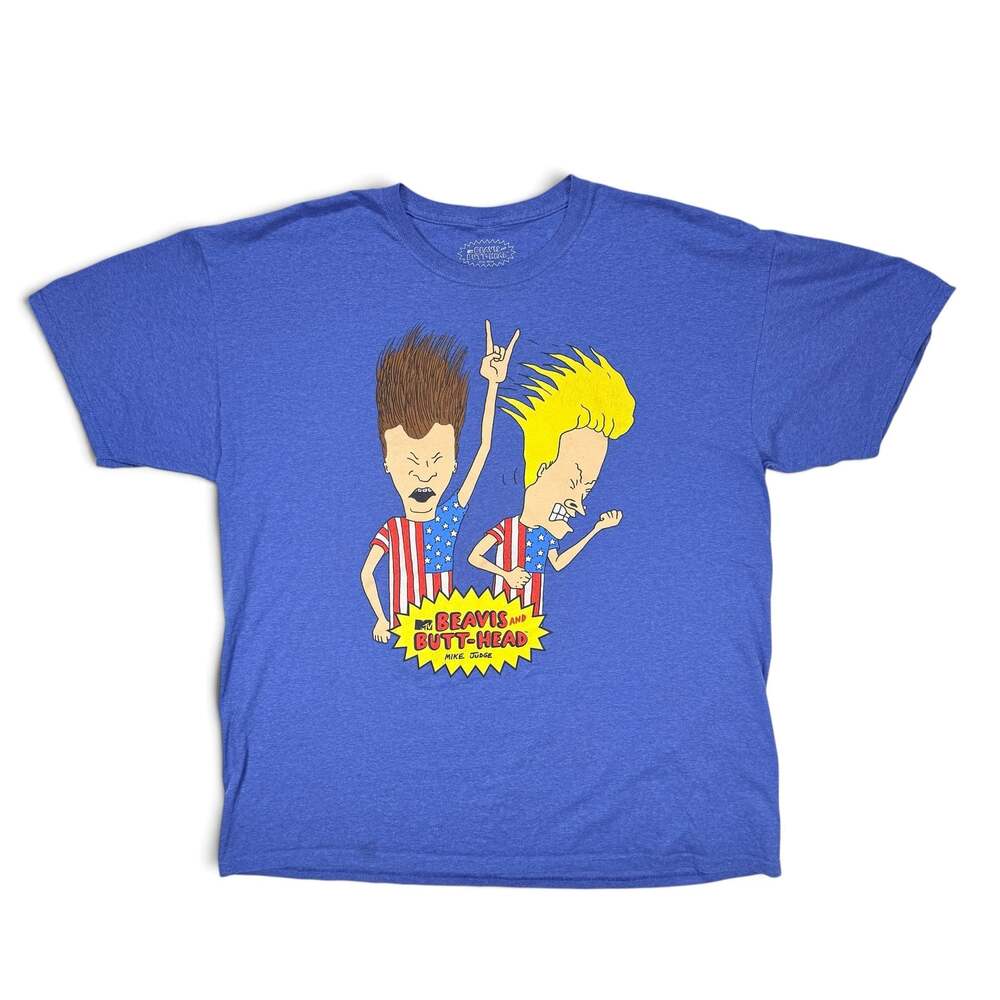 MTV Beavis and Butt-Head Americans Graphic T-Shirt Blue Size XL